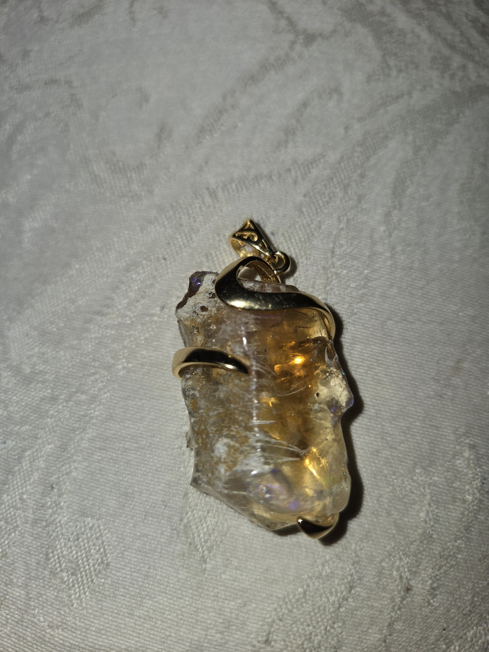 Gold-Accented Opal Natural Stone Pendant - Etheopian